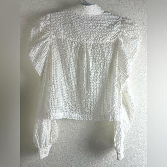 Anthropologie Maeve White Puff-Sleeve Blouse - Picture 5 of 9